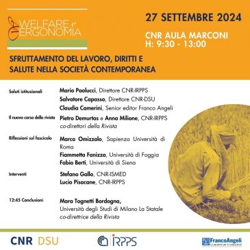 Presentazione ultimo numero Rivista Welfare & Ergonomia