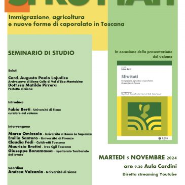 Presentazione del volume “Sfruttati” e seminario di studio sui temi dell’immigrazione, dell’agricoltura e delle nuove forme di caporalato